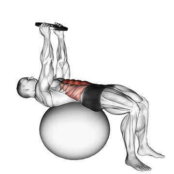 Weighted Overhead Crunch (on stability ball)
